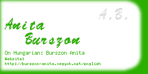 anita burszon business card